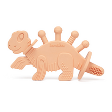 Load image into Gallery viewer, Dibly - Pink - Baltic Amber & Natural Rubber Dinosaur Teether with Toothbrush Tail
