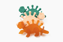Load image into Gallery viewer, Dibly - Green - Baltic Amber & Natural Rubber Dinosaur Teether with Toothbrush Tail