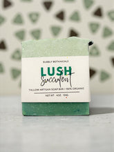 Load image into Gallery viewer, Handcrafted Tallow Soap- Lush Succulent | Fresh Green Botanical Bar Scent