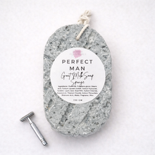 Load image into Gallery viewer, Goat Milk Soap Infused Sponge- The Perfect Man Scented - Lasts up to 6 weeks