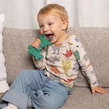 Load image into Gallery viewer, Dibly - Green - Baltic Amber & Natural Rubber Dinosaur Teether with Toothbrush Tail