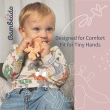 Load image into Gallery viewer, Dibly - Pink - Baltic Amber &amp; Natural Rubber Dinosaur Teether with Toothbrush Tail
