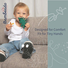 Load image into Gallery viewer, Dibly - Green - Baltic Amber &amp; Natural Rubber Dinosaur Teether with Toothbrush Tail
