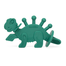 Load image into Gallery viewer, Dibly - Green - Baltic Amber &amp; Natural Rubber Dinosaur Teether with Toothbrush Tail
