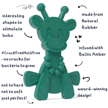 Load image into Gallery viewer, The Little Bamber - Green - Natural Rubber &amp; Baltic Amber Teething Toy
