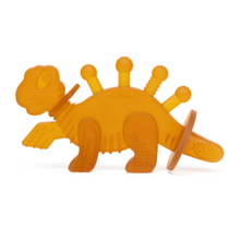 Load image into Gallery viewer, Dibly Amber - Baltic Amber &amp; Natural Rubber Dinosaur Teether with Toothbrush Tail
