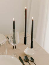Load image into Gallery viewer, Charcoal | Dipped Beeswax Taper Candles
