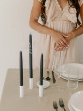 Load image into Gallery viewer, Charcoal | Dipped Beeswax Taper Candles
