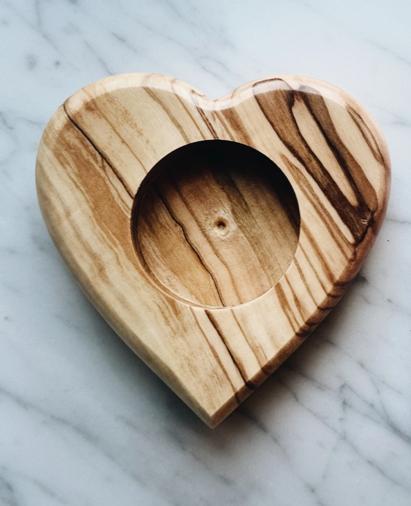 Hand Carved, Olive Wood Incense / Candle Holder