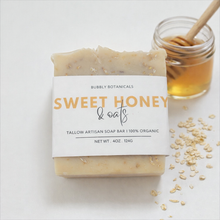 Load image into Gallery viewer, Handcrafted Tallow Soap - Sweet Honey &amp; Oats | Honey Almond Scent

