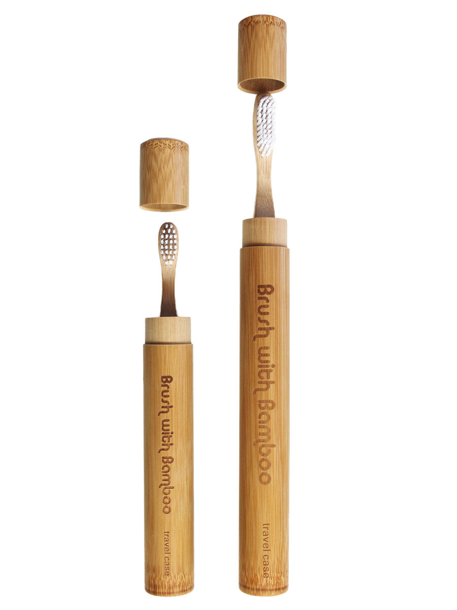 Bamboo toothbrush travel case